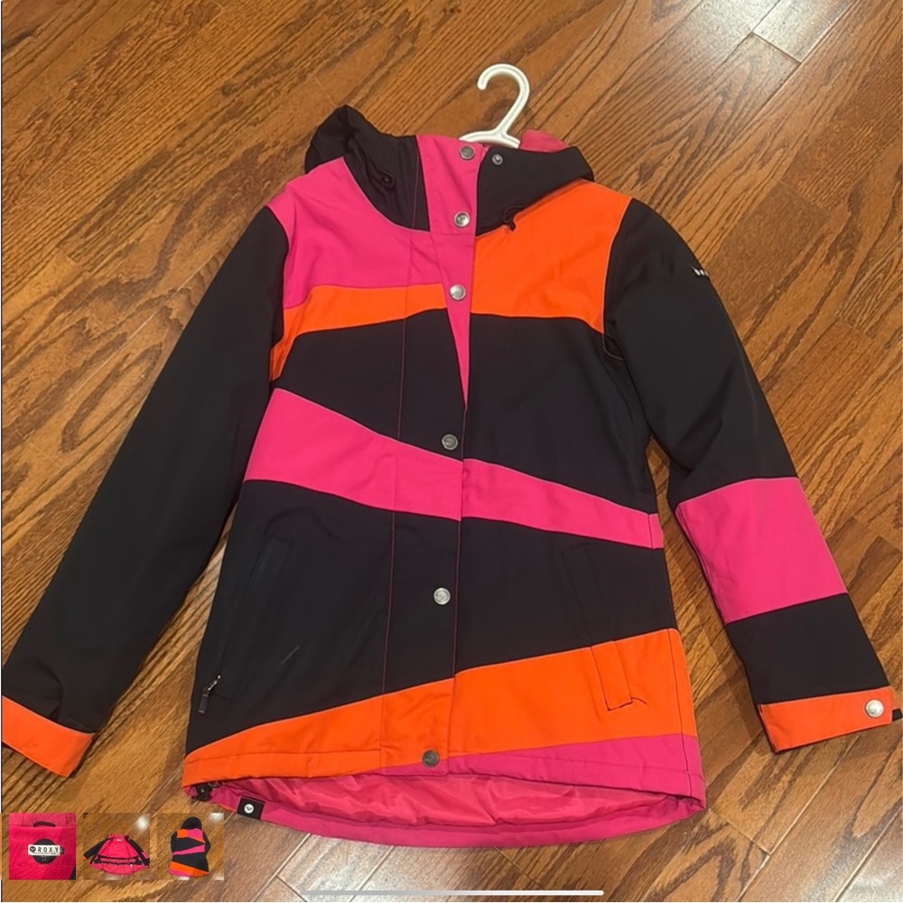 Roxy Black, Pink, and Orange  Puffer Jacket